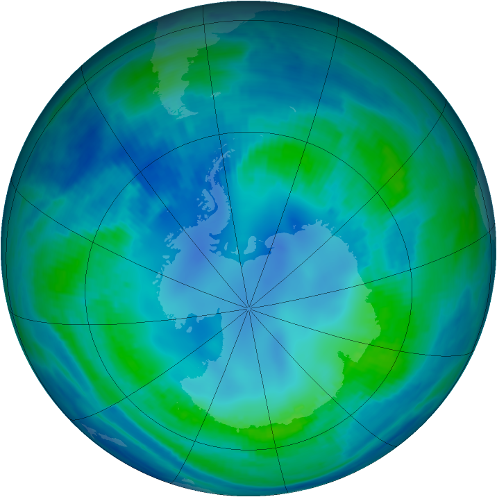 Antarctic ozone map for 02 May 2000